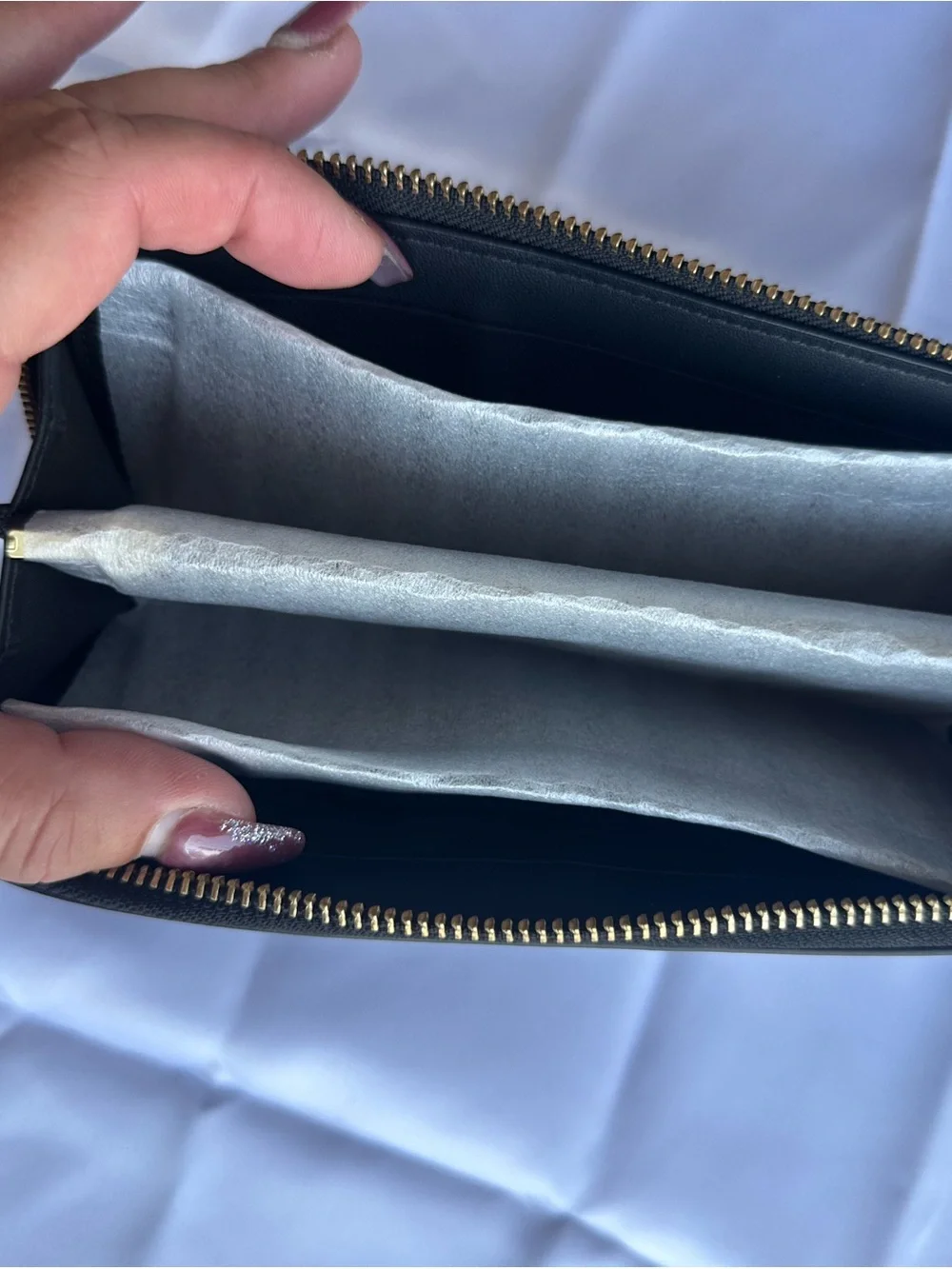 Coach Black Leather Zip Phone Wallet with Gold Tone Hardware